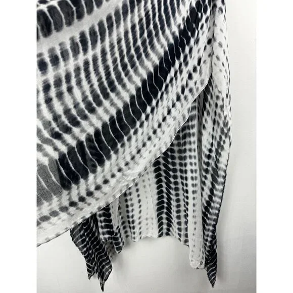 Michael Stars Tie Dye Ruana White Black Lightweight Gauzy Coverup Multi-Use - Picture 3 of 5